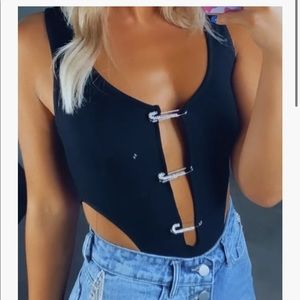 Black pinned bodysuit